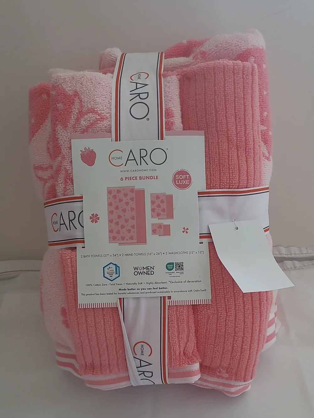 Caro Home Soft Luxe Pink Towel Set - 6 Piece Bundle